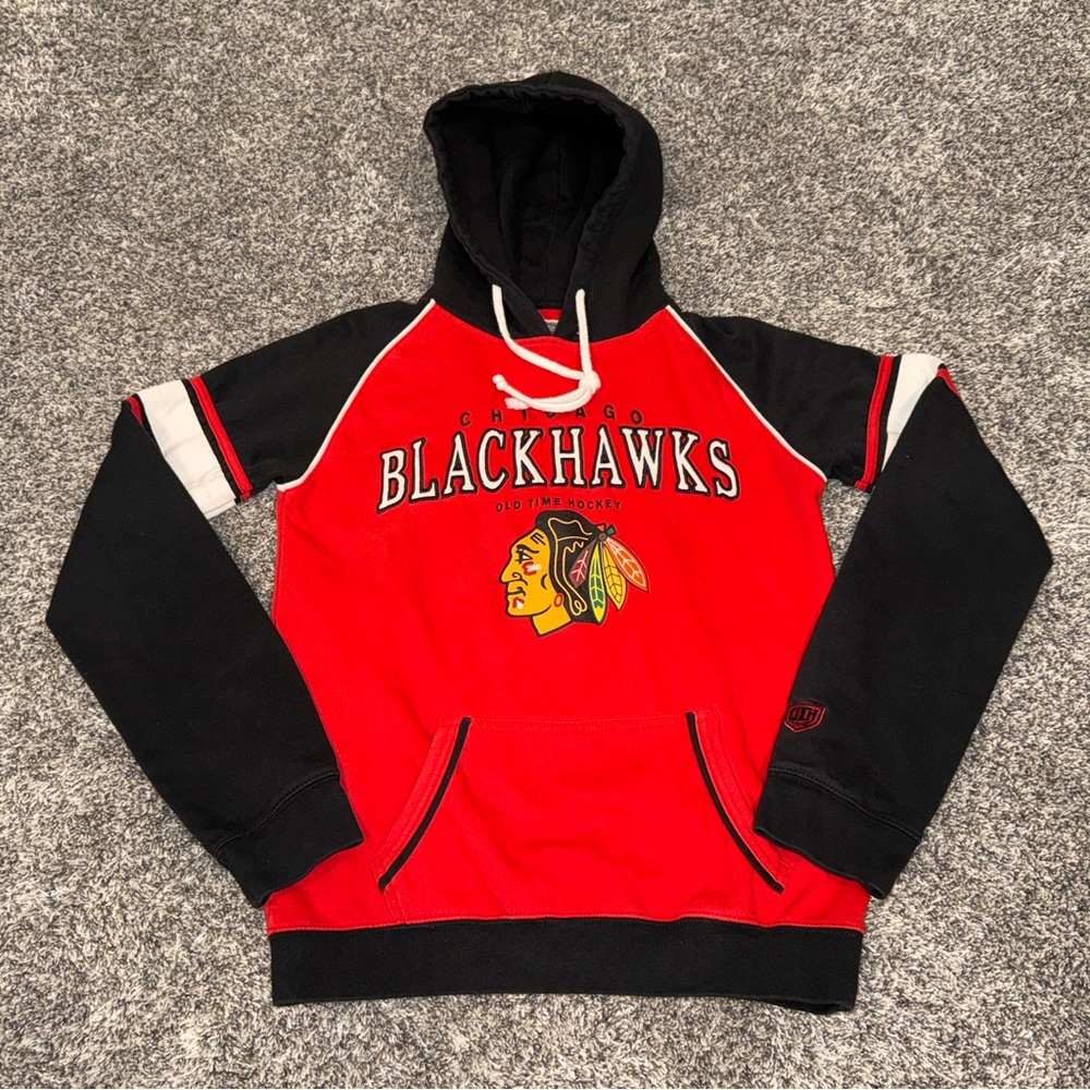 NHL Chicago Blackhawks Old Time Hockey Mid Weight Cotton Hoodie Women’s Small